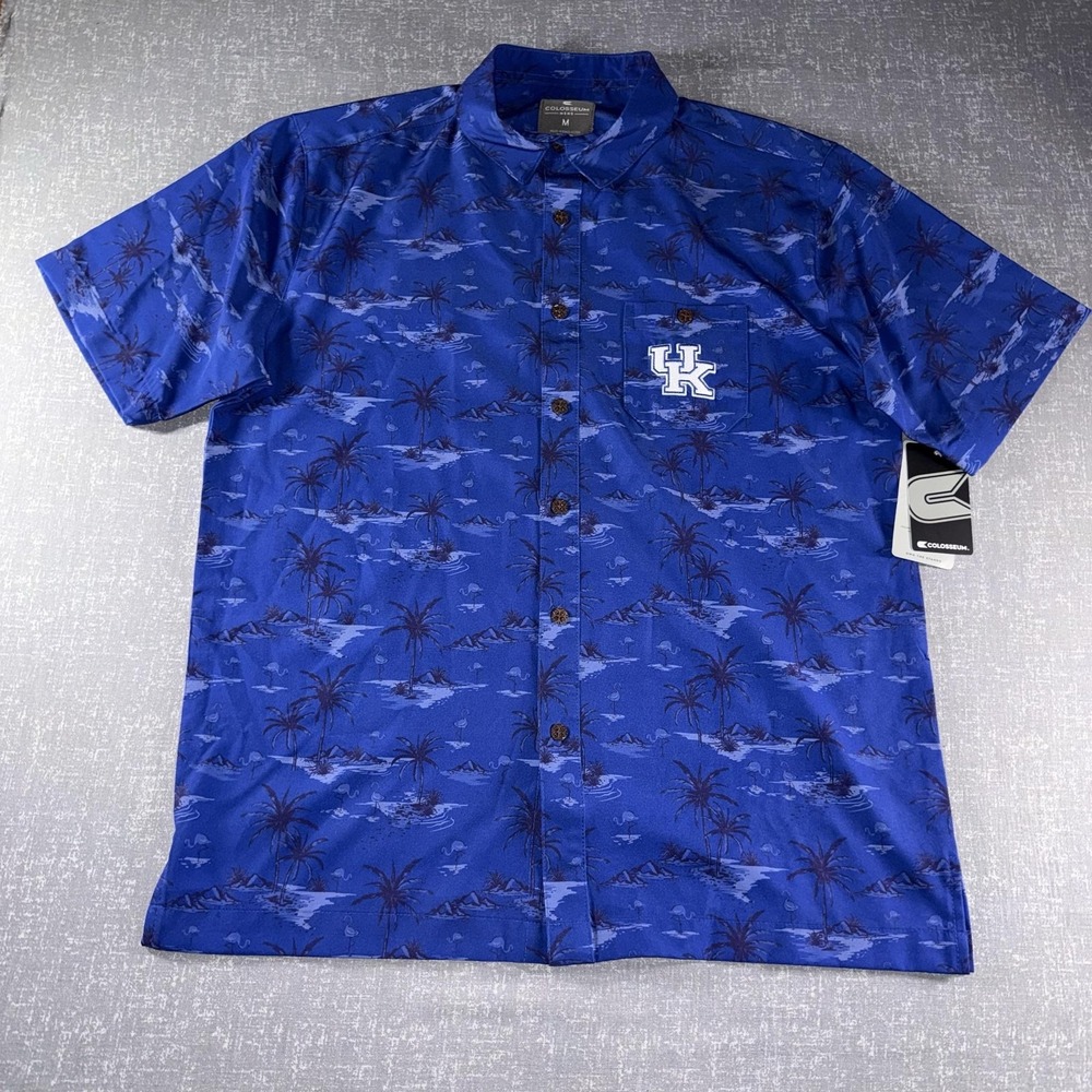 Kentucky Wildcats Shirt Mens Medium Blue NCAA Basketball Colosseum Button Up
